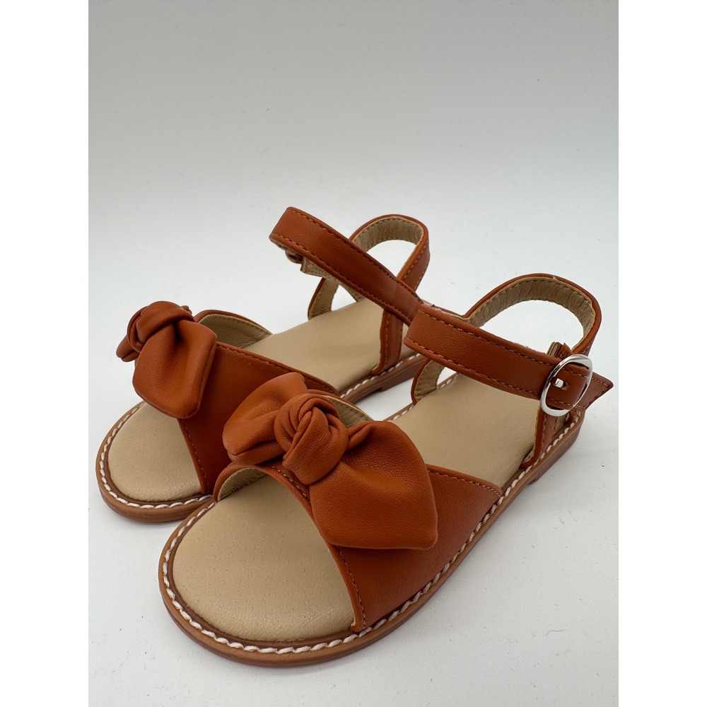 Girls Sandals US 8 Brown Bow Strap Dress Casual Toddler Shoes‎